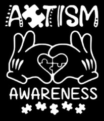 Autism Awareness Heart Hands Permanent Vinyl Decal / Multi Colors Avail