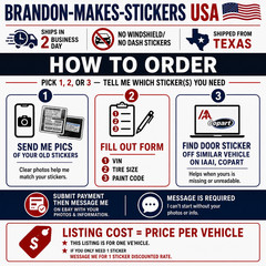 GMC CHEVY GM CADILLAC DOOR VIN STICKERS – CATALOG tag hood tire trailer info