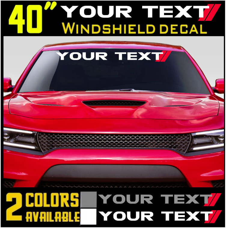 20″ 30″ 40″ LONG Custom Winshield Decal Banner Sticker White and Red Hash Marks