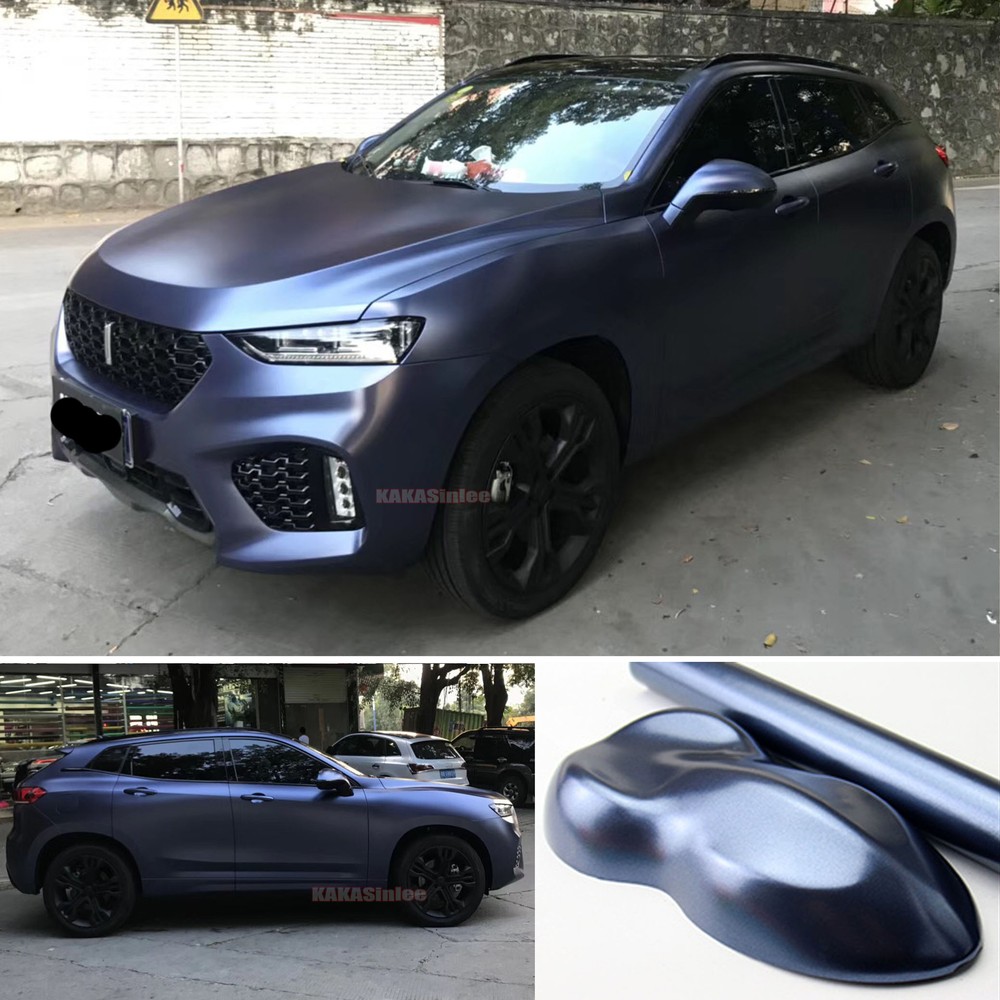 Dark Blue – Flexible Pearl Metal Satin Chrome Vinyl Wrap Car SUV Hood Sticker US