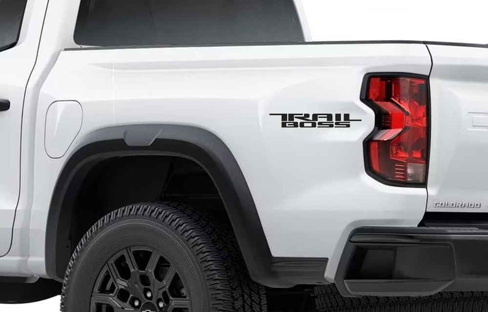 2023 2024 Chevy Colorado Matte Black TRAIL BOSS Bedside Decal Stickers Set of 2