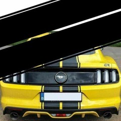 Black Double Racing Stripe Full Body Hood to Roof Sticker Decal for Ford Mustang