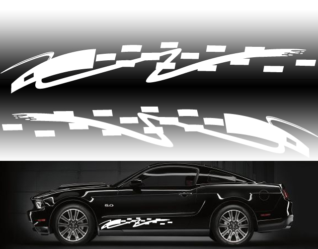 FGD Universal Checkered Racing Truck and Car Side Graphics Decal Set 48″ x 8″