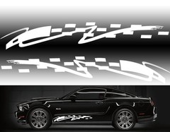 FGD Universal Checkered Racing Truck and Car Side Graphics Decal Set 48″ x 8″