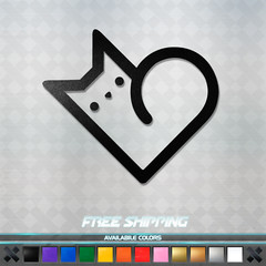 Cat Heart Vinyl Decal Sticker – JDM Animal Pet Love Cute Funny Car Window Truck