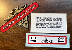 Tecumseh Engine Decals USFS Spark Arrestor amd choke decals set 2