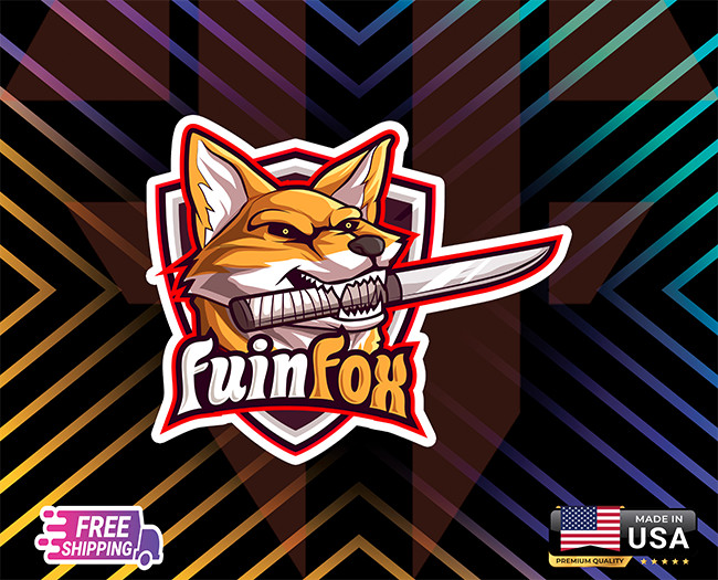 FOX KNIFE BITE ANIMAL ,USA VINYL DECAL CAR LAPTOP,ETC, 6YEARS RESS +FREE GIFT