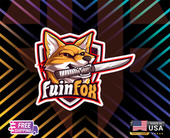 FOX KNIFE BITE ANIMAL ,USA VINYL DECAL CAR LAPTOP,ETC, 6YEARS RESS +FREE GIFT