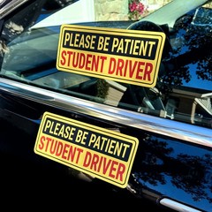 Stickios Student Driver Stickers (Non-Magnetic) for 10.5 x 4 inches, Yellow