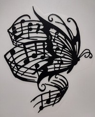 Beautiful musical note butterfly vinyl decal sticker for cars 8″x6″ choose color