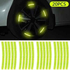 20 pcs Reflective Sticker Strip Decal Wheel Hub Rim Stripe Tape Car Accessories
