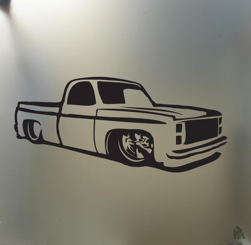 chevy c10 1973 1987 lowered sticker pickup truck low stance car window decal