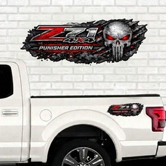 Z71 4×4 Off Road Decals for chevy silverado, Punisher Skull Edition Stickers, 2