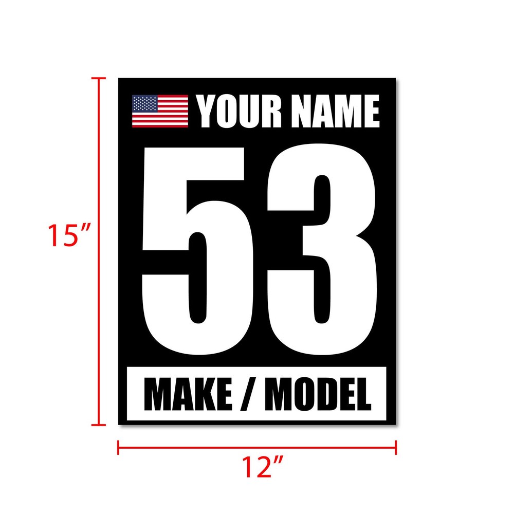Custom Number Name Flag Model Sticker Glossy Matte Magnet For Car Racing BK x2