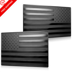 3D Embossed Aluminum Black American Flag Decal for Car – 1 Pair Medium,