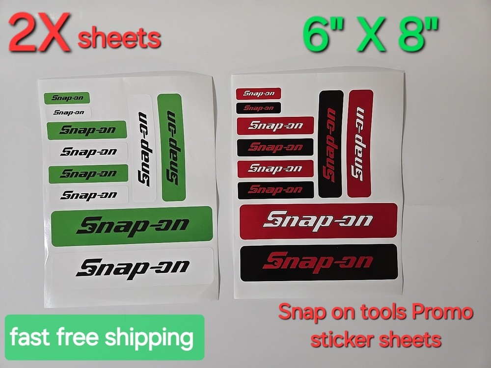 2XPacks Snap On Tools Promo 20 stickers Total Red,White,Black,Green Decal Emblem