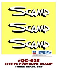GE-QG-623 1970-72 PLYMOUTH SCAMP – DECAL KIT – THREE DECALS