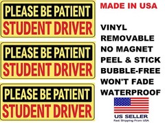 Student Driver-3 Stickers- Car Signs Please Be Patient-Car Bumper Sticker Decal