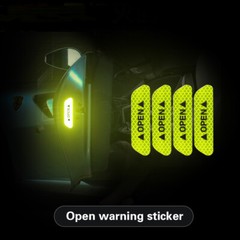 4pcs/set Car Door Open Reflective Sticker Tape Decal Safety Warning Yellow