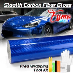 PET Squadron Carbon Fiber Gloss Royal Blue Car Vehicle Vinyl Wrap Decal Sheet