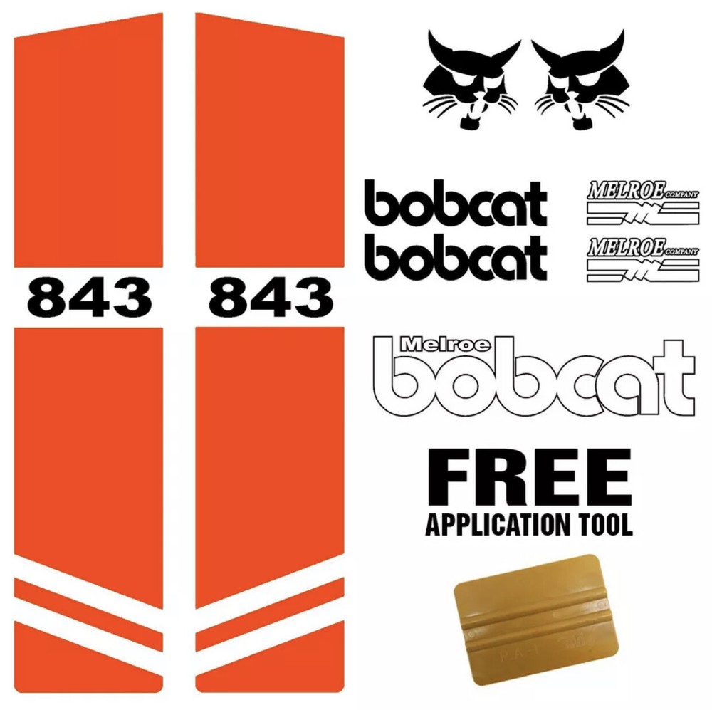 Bobcat 843 Skid Steer Set Vinyl Decal Sticker Kit 9 PC SET + FREE APPLICATOR USA