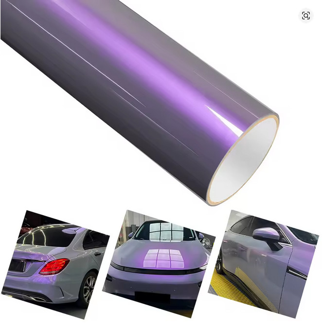 65FT x 5FT Premium Magic Glossy Pearl Chameleon Grey Purple Vinyl Car Wrap Film