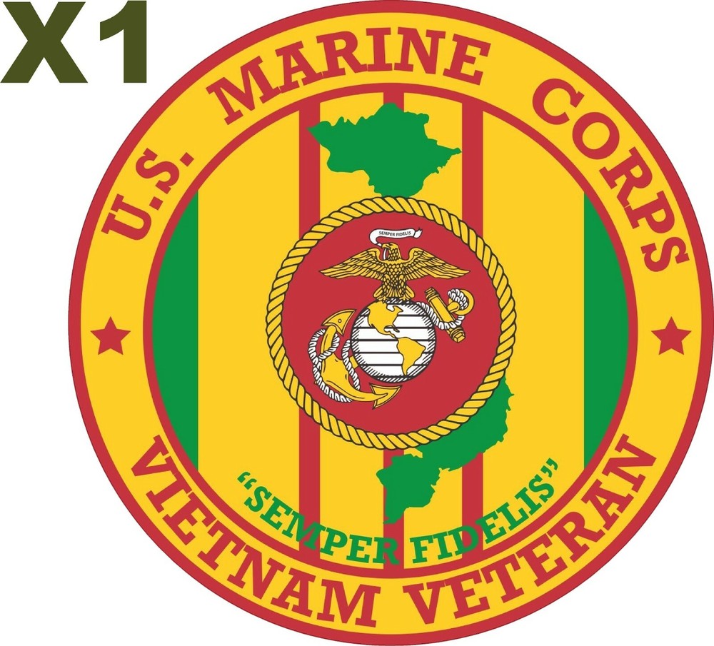 USMC VIETNAM VETERAN Decal Window Sticker 4″ H x 4″ W  LAMINATED MILITARY