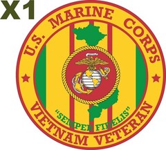 USMC VIETNAM VETERAN Decal Window Sticker 4″ H x 4″ W  LAMINATED MILITARY