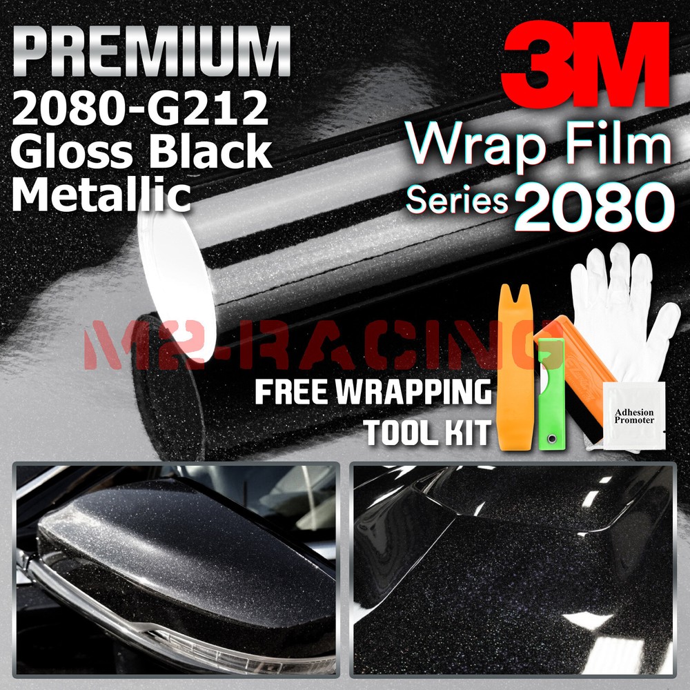 Genuine 3M 2080 Series G212 Gloss Black Metallic Vinyl Wrap Vehicle Film Decal