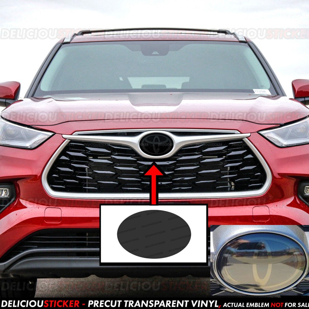 Fits 2020-2023 Toyota Highlander PreCut SMOKE Emblem Tint Front Decal Overlay