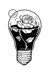 Rose Light Bulb Sticker (3 Inch) Black White Goth Minimalist Dark Fantasy