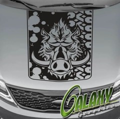 Wild Boar Truck Hood Decal Matte Black Sticker – Fits F150 Silverado Tundra
