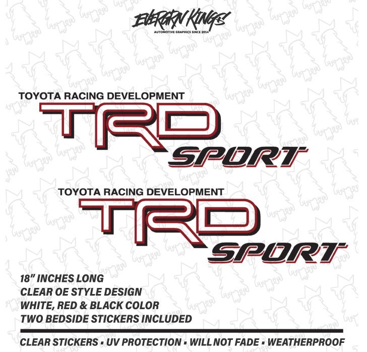 TRD SPORT 3D Clear Bedside Stickers for 95-11 Toyota Tacoma HiLux Truck Decals