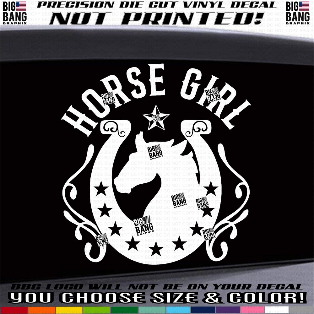 Horse Girl Vinyl Decal Sticker Cowgirl Horseshoe Lucky Luck Die Cut Custom Color
