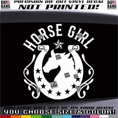 Horse Girl Vinyl Decal Sticker Cowgirl Horseshoe Lucky Luck Die Cut Custom Color