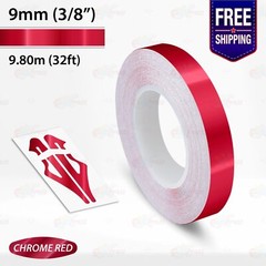 CHROME RED 3/8″ PIN STRIPE Car Model Motorcycle Decal TAPE Vinyl Sticker 9mm