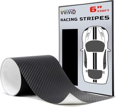Black Carbon Fiber Adhesive Vinyl Racing Stripe Wrap Film Roll 6 Inch x 30ft