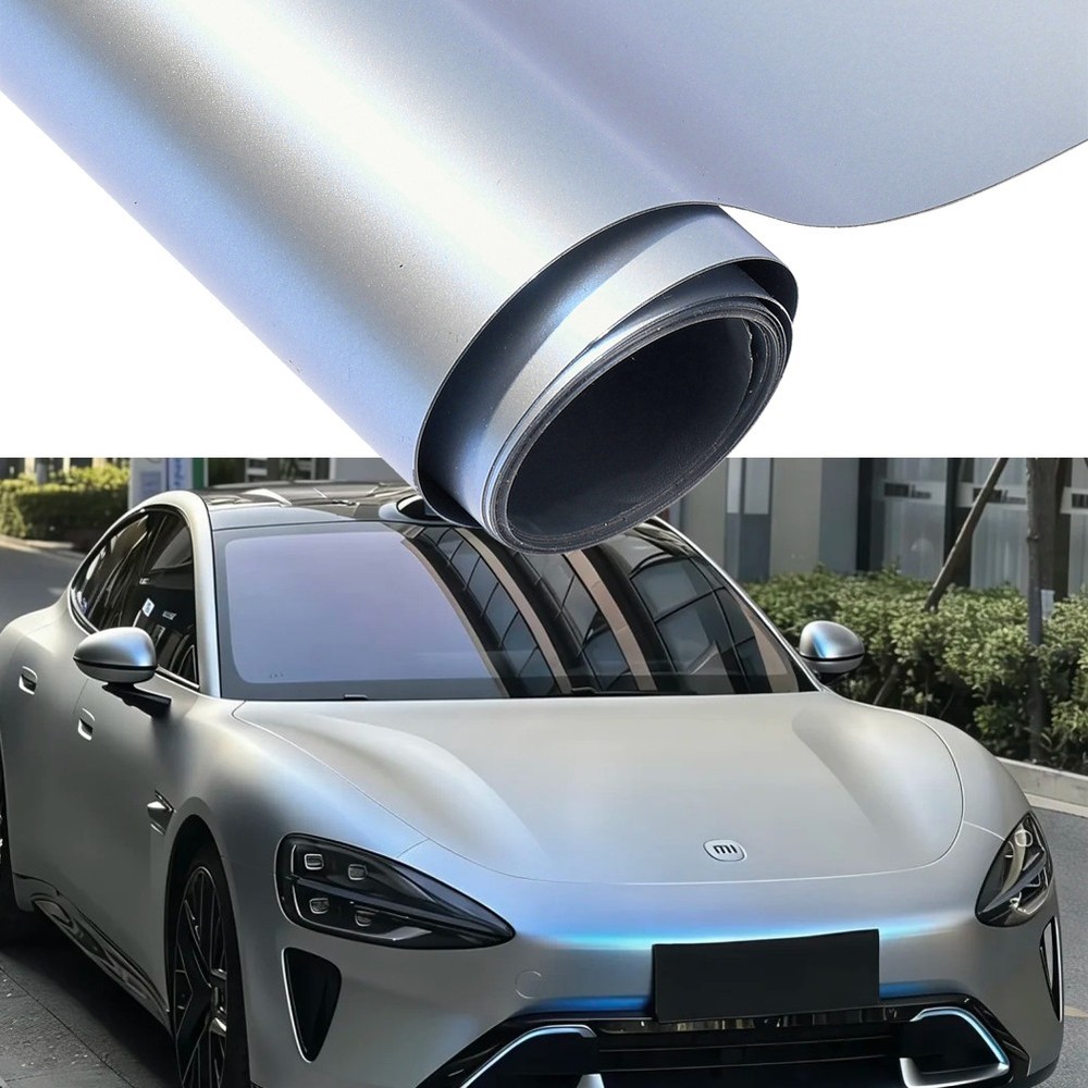 Ultra Gloss Silver Blue Metallic Vinyl Car Wrap Car Body Replacement Film Roll