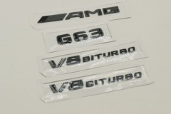 4Pcs Gloss Black 3D Emblems for AMG G63 V8 Biturbo Side Rear Badges