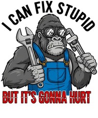 Funny Sarcastic Animal Quote Sticker (3 Inch) I Can Fix Stupid But It Will Hurt!
