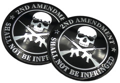 2x Metal 2nd Amendment Decal Sticker Emblem Badge Auto Car Truck Dome 2.20″