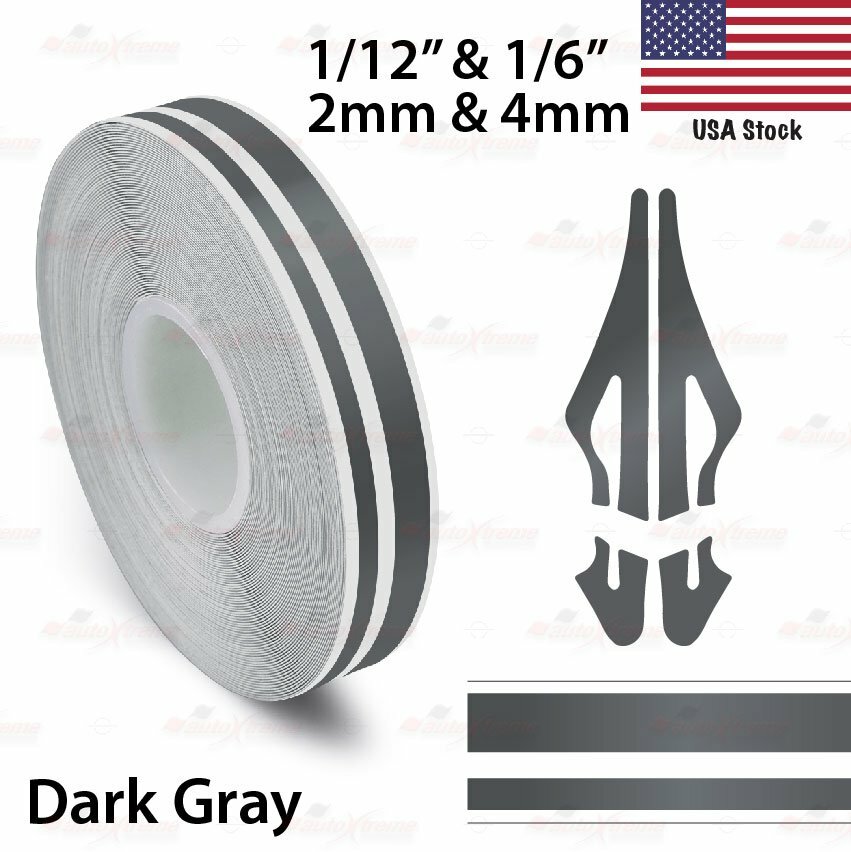 DEEP GRAY 1/2″ PINSTRIPE Car Model Pinstriping Double TAPE Vinyl Sticker 12mm