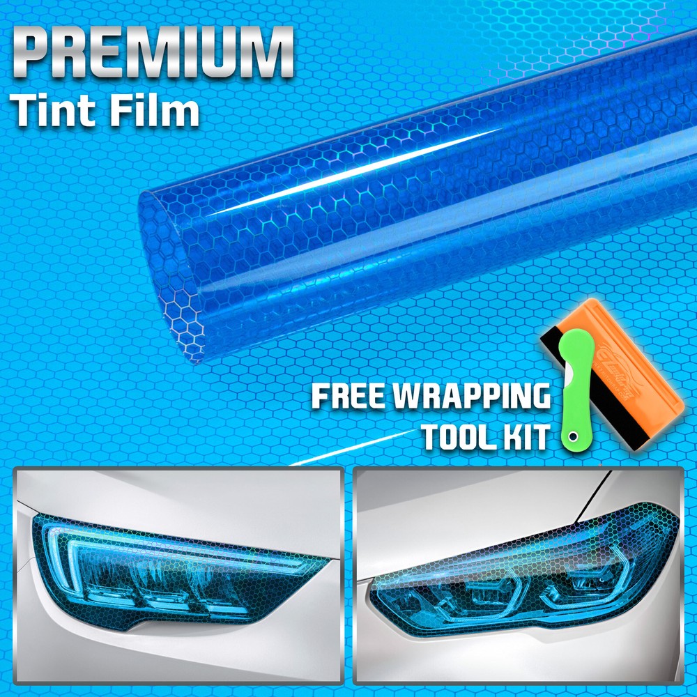 Headlight Hex Holographic Gloss Royal Blue Taillight Tint Film Fog Light Sticker