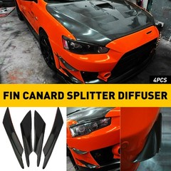 4pcs Glossy Black Car Bumper Fin Canard Diffuser Splitter Valence Spoiler Lip