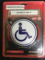 Handicap(White)Light Up Decal Powerdecal Backlit LED Motion Sensing Auto Decal