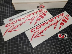 Corvette Racing Script Decals (2) C5 C6 C7 C8 Stickers Stingray Z51 Z06 LSX LTX