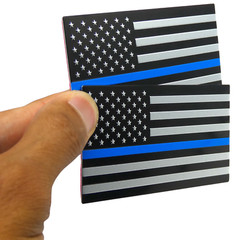 2x ALUMINUM Thin Blue Line Decal Sticker Car, Motorcycle, SUV