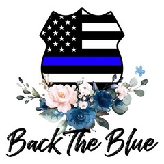 4” Police Support Sticker Back The Blue Line Flowers Working Officer