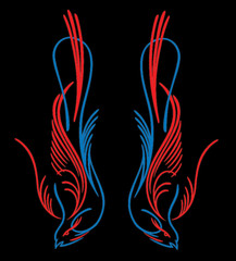 Hot Rod Pinstriping Bird Decals – Set of 2 – 11″ x 4″ – Ships Free! – 2 colors