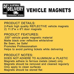 2-Pack REFLECTIVE Car Magnets for Delivery Drivers 11.5″ x 6″ FREE SHIPPING!